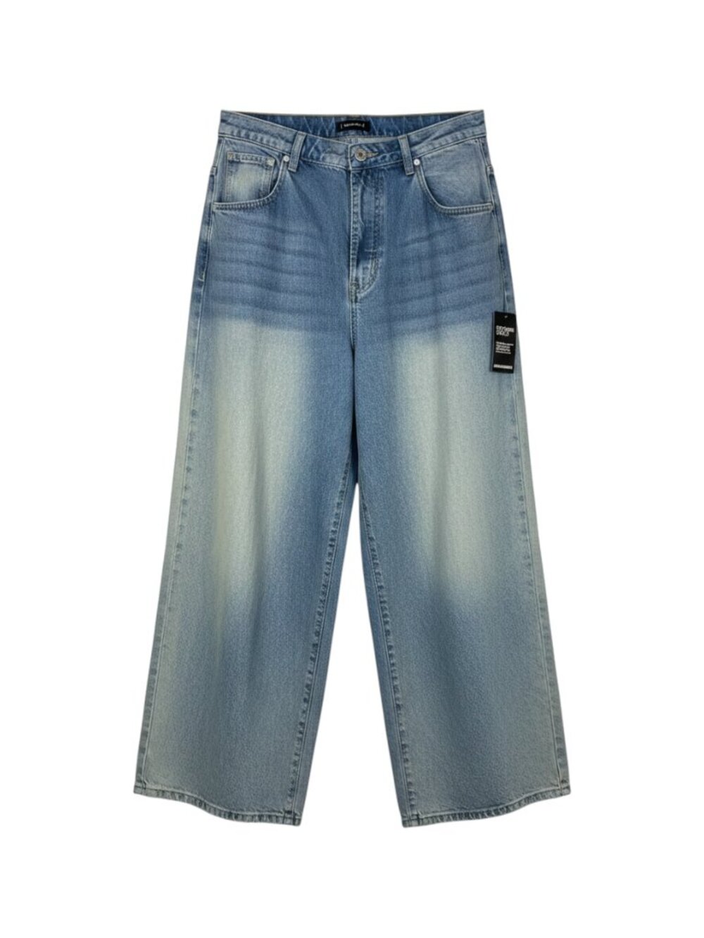 BoohooMAN Blue Men's Plus Washed Baggy Jeans Size 46